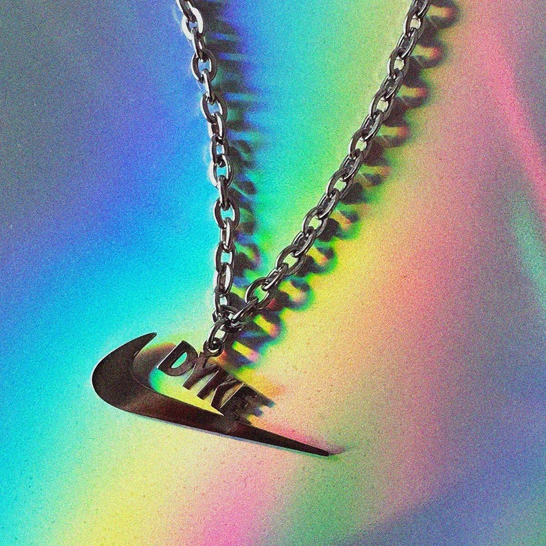 DYKE Necklace lesbian pride necklace steel